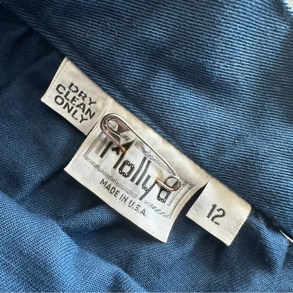 VTG 70s 80s Retro Blue Button Front Cotton Midi Maxi Skirt - Picture 4 of 10